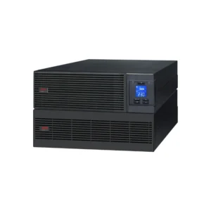LCD interface showing real-time power status and battery health of the APC Easy UPS.