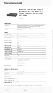 Schneider SRVS2KRI Easy UPS On-Line