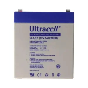 Ultracell UL5-12 Sealed Lead Acid 12V 5Ah Battery Front View